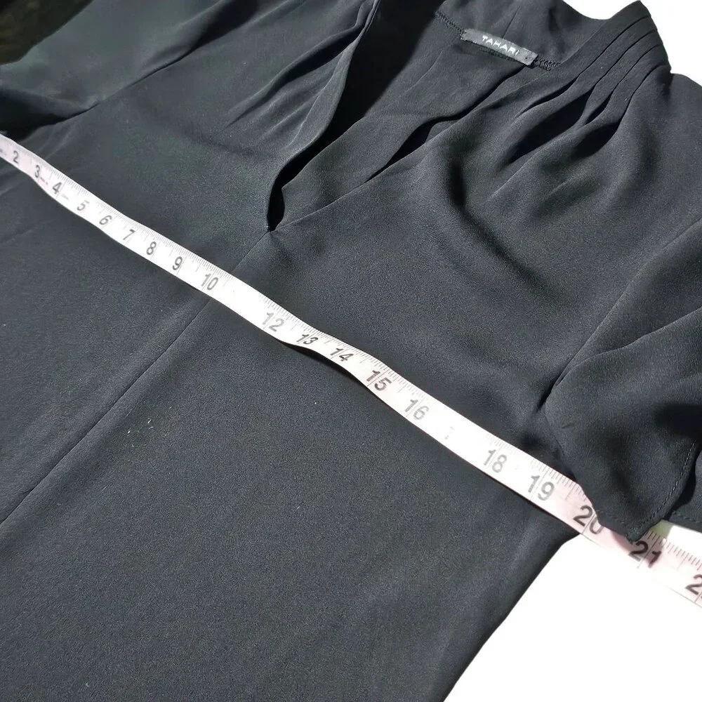 Tahari Women's Black V Neck Flutter Sleeves size Small - Picture 10 of 10